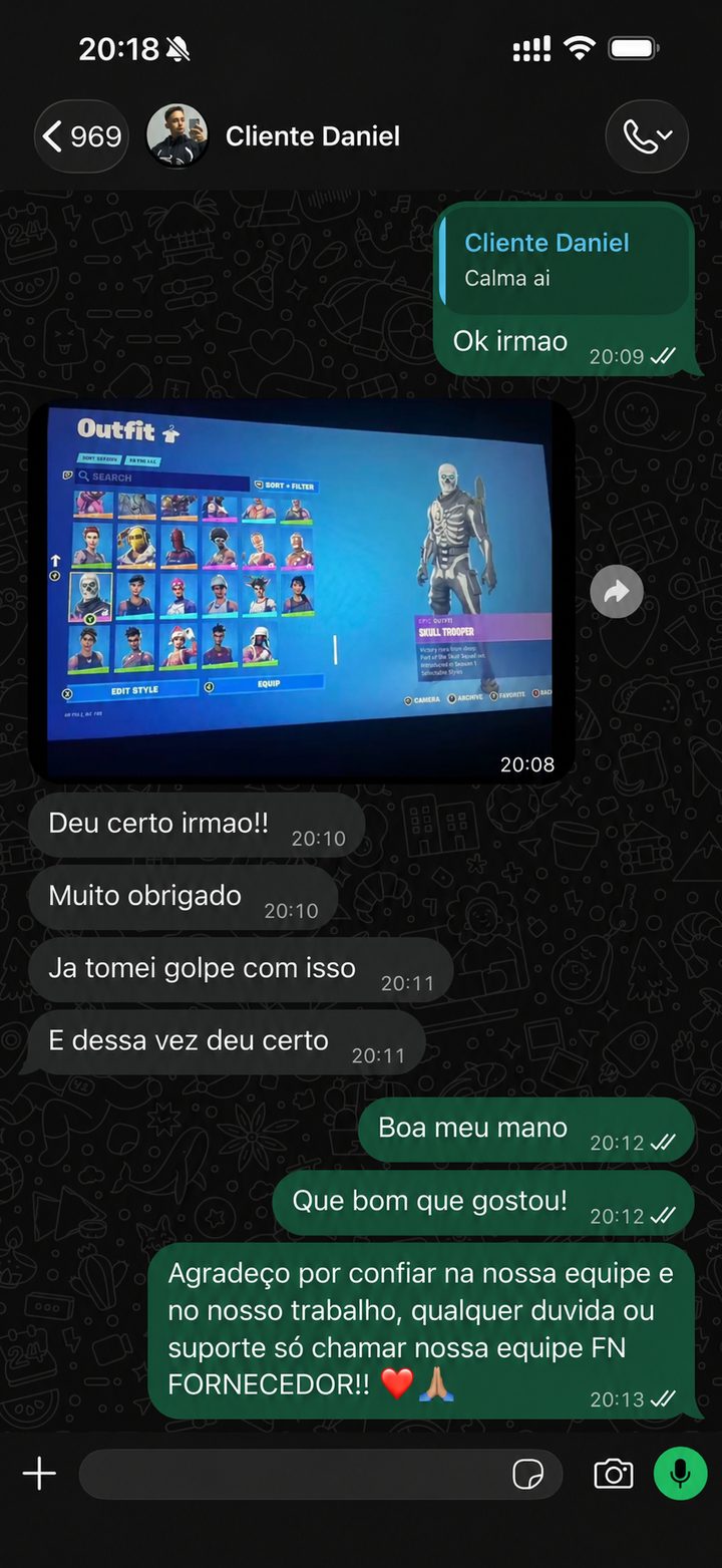 Print do WhatsApp com feedback do cliente Cliente Daniel
