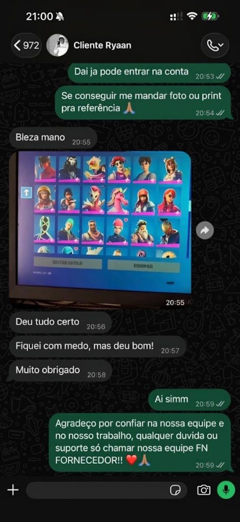 Print do WhatsApp com feedback do cliente Cliente Ryaan