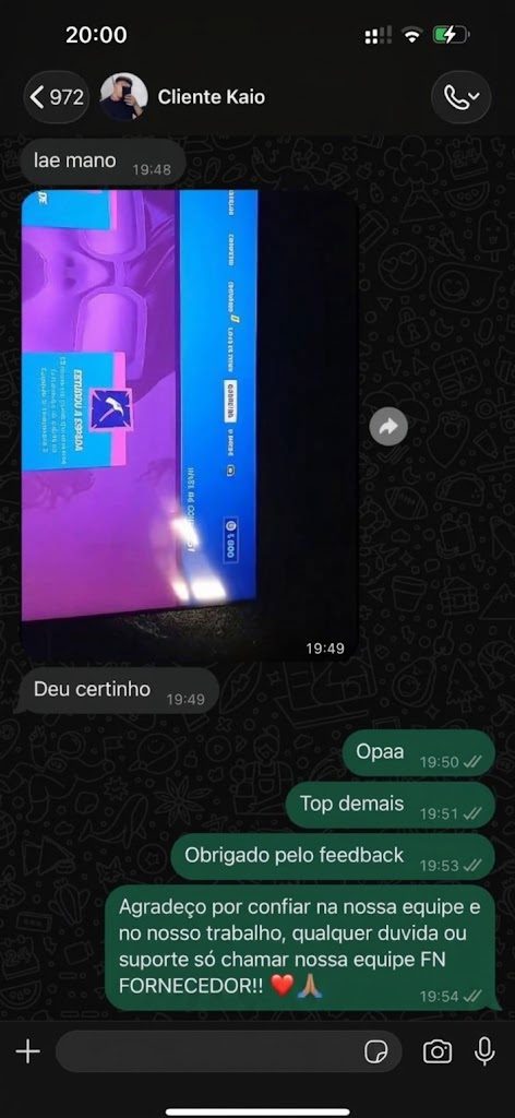 Print do WhatsApp com feedback do cliente Cliente Kaio