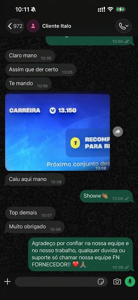 Print do WhatsApp com feedback do cliente Cliente Italo